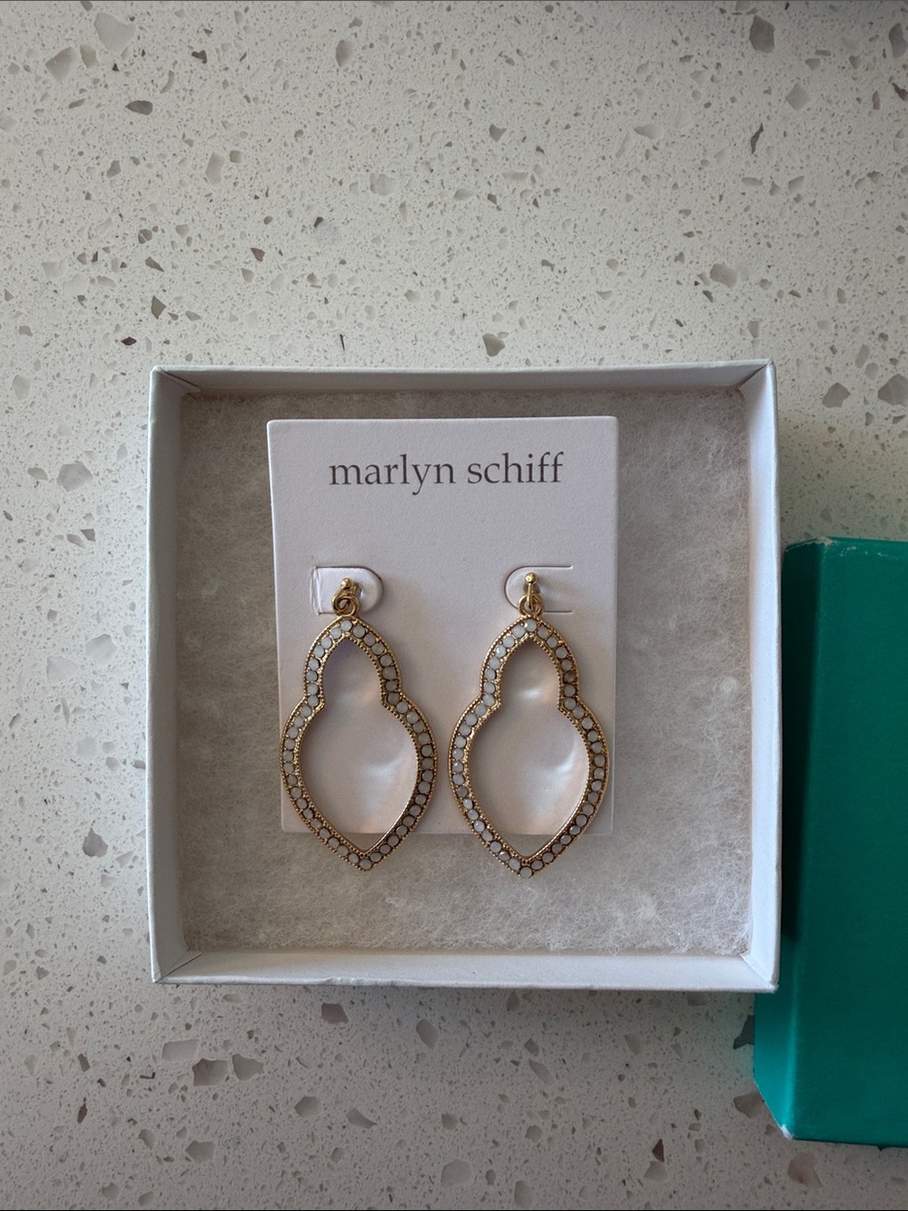 Marlyn Schiff Gold Openwork Dangle Earrings with Clear Crystals